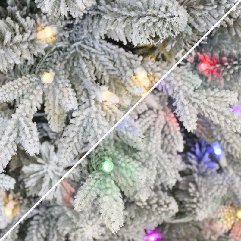 Puleo International 7.5 ft. Pre-lit Slim Flocked Northern Fir Artificial Christmas Tree