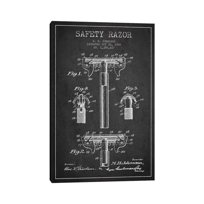 iCanvas "Razor Charcoal Patent Blueprint" by Aged Pixel Canvas Print