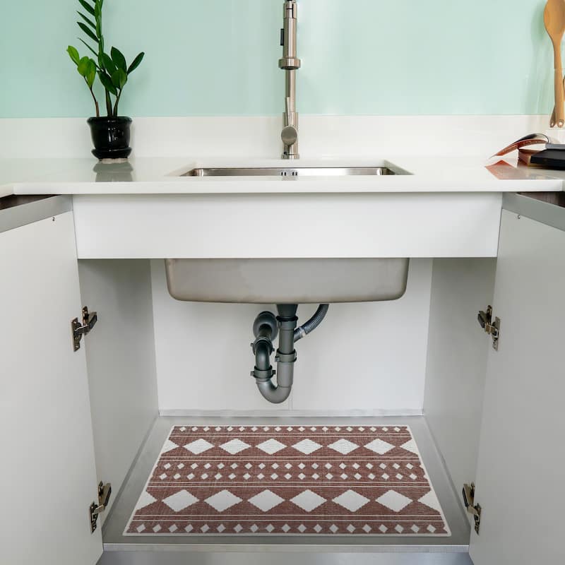 Under Sink Mat - Ultra-Absorbent Cotton Shelf Liners For Kitchen Cabinets - 2X3 feet - Maroon