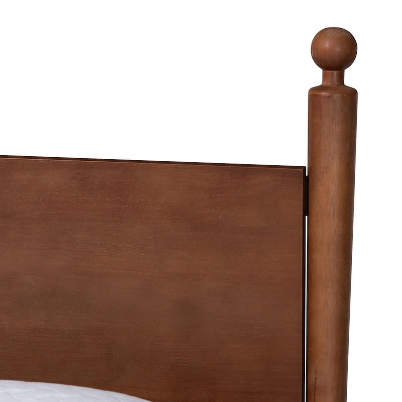 Gianetta Wood Platform Bed - Traditional Poster Bed Frame with Panel Headboard and Low Profile Footboard