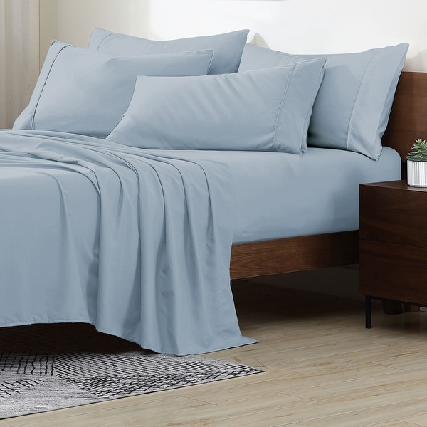 Swift Home Smart Sheets 4-teiliges Bettlaken-Set – Gebürstete Mikrofaser, Mit Aufbewahrungstaschen, Blauer Nebel, Kingsize