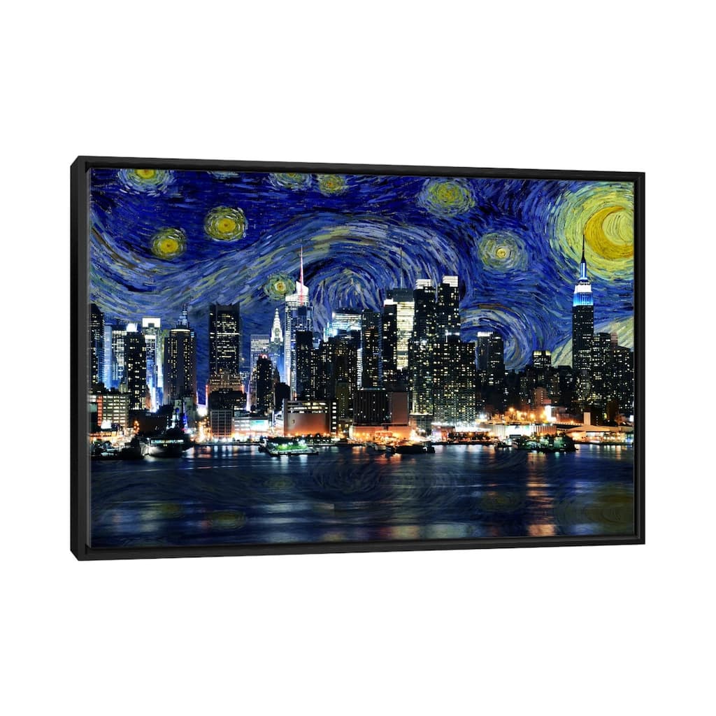 iCanvas "New York City, New York Starry Night Skyline" by 5by5collective Framed Canvas Print