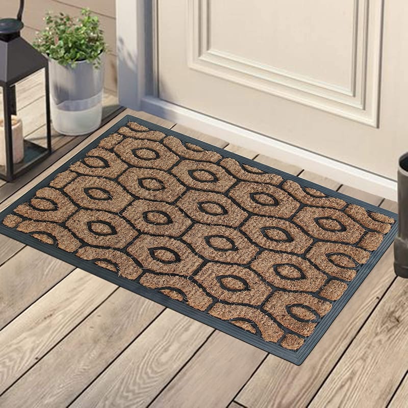 A1HC Rubber and Coir Paisley Beautifully Design Outdoor Durable Doormat 18"X30"