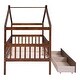 preview thumbnail 9 of 12, Walnut Twin Size Wooden House Bed with Two Drawers and Fence for Boys, Girls and Bedroom