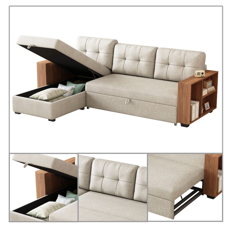 Modern style sectional sofa with storage armrests and hidden storage