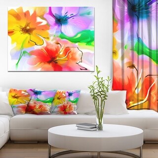 Designart 'Bunch of Colorful Flowers Sketch' Extra Large Floral Wall ...