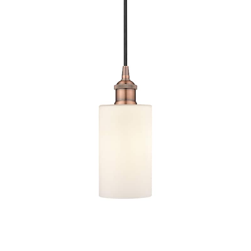Innovations Lighting 616-1P-10-4 Clymer Pendant Clymer 4" Wide Mini - Antique Copper / Matte White