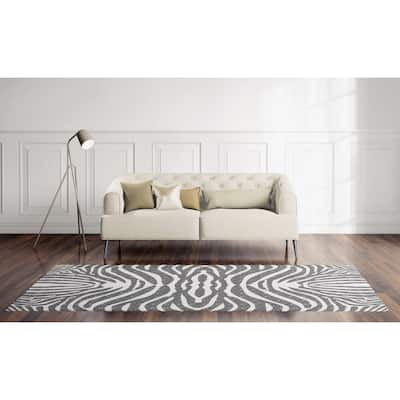 Porch & Den Sitka Grey Zebra Pattern Area Rug