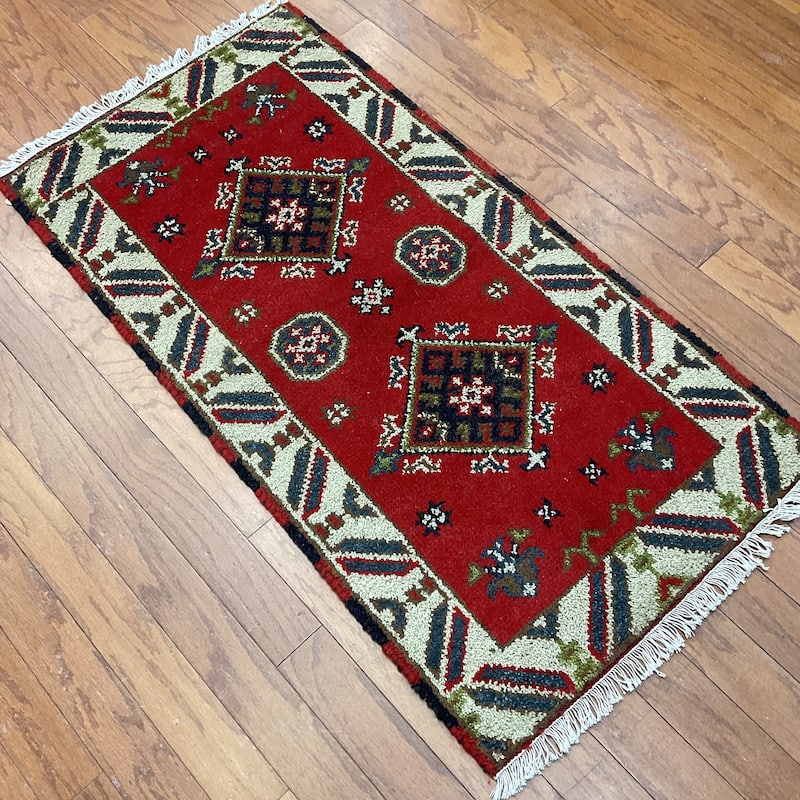 HERAT ORIENTAL Handmade Kazak Wool Rug - 2'1" x 4'
