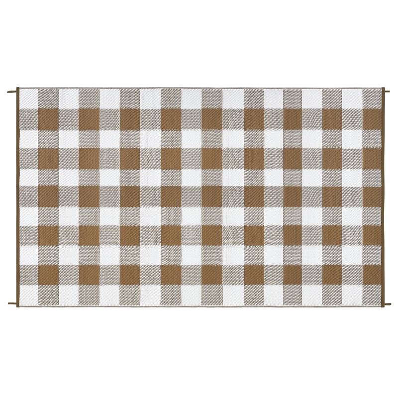 Outdoor Rug Waterproof Reversible Rug Indoor Outdoor Plaid Area Rug Plastic Straw Rug for Camping RV Backyard Patio