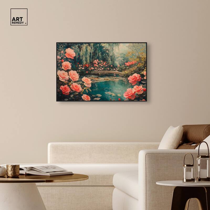 Rose Garden Bridge II Canvas by Art Remedy