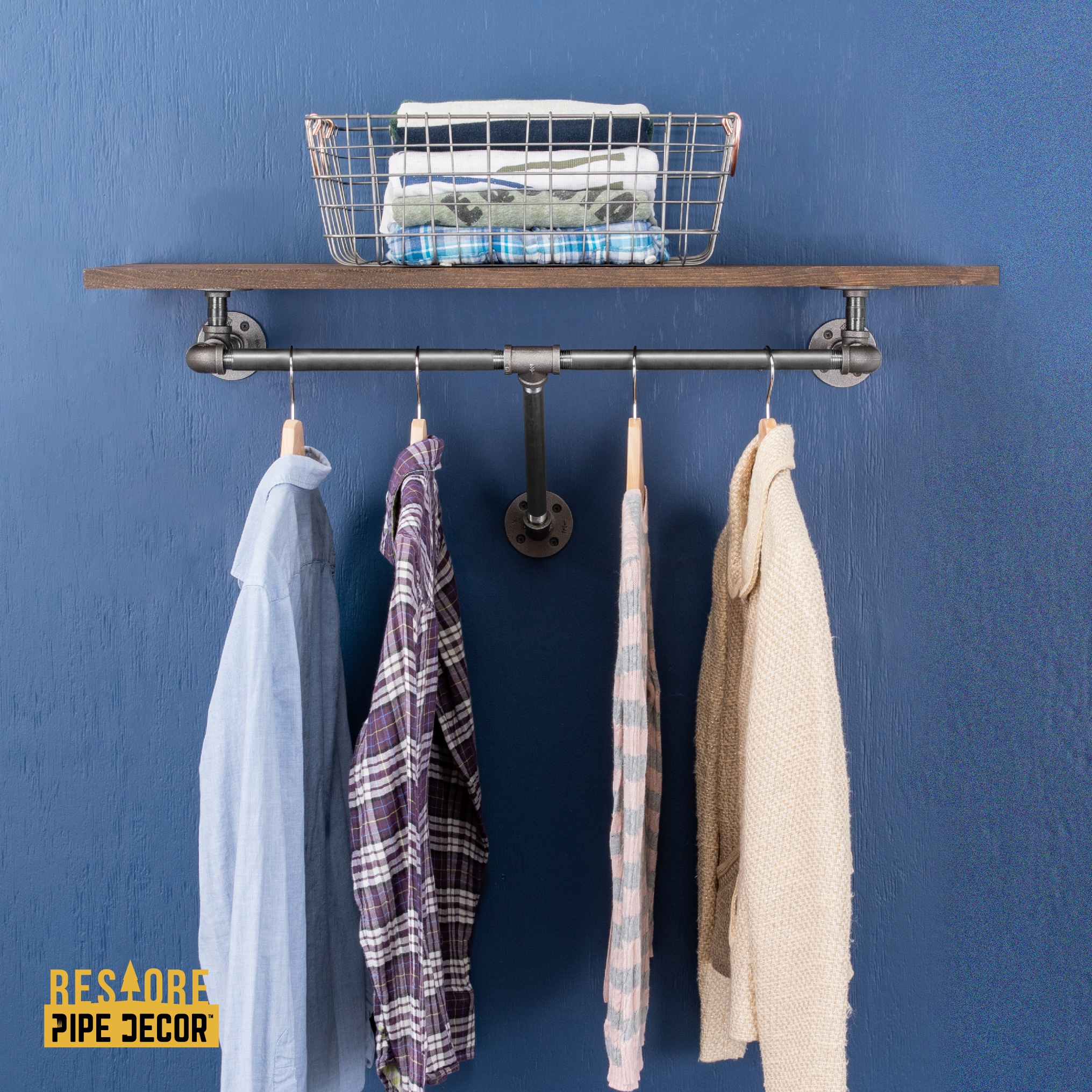 Wooden wall clothes rail clearance