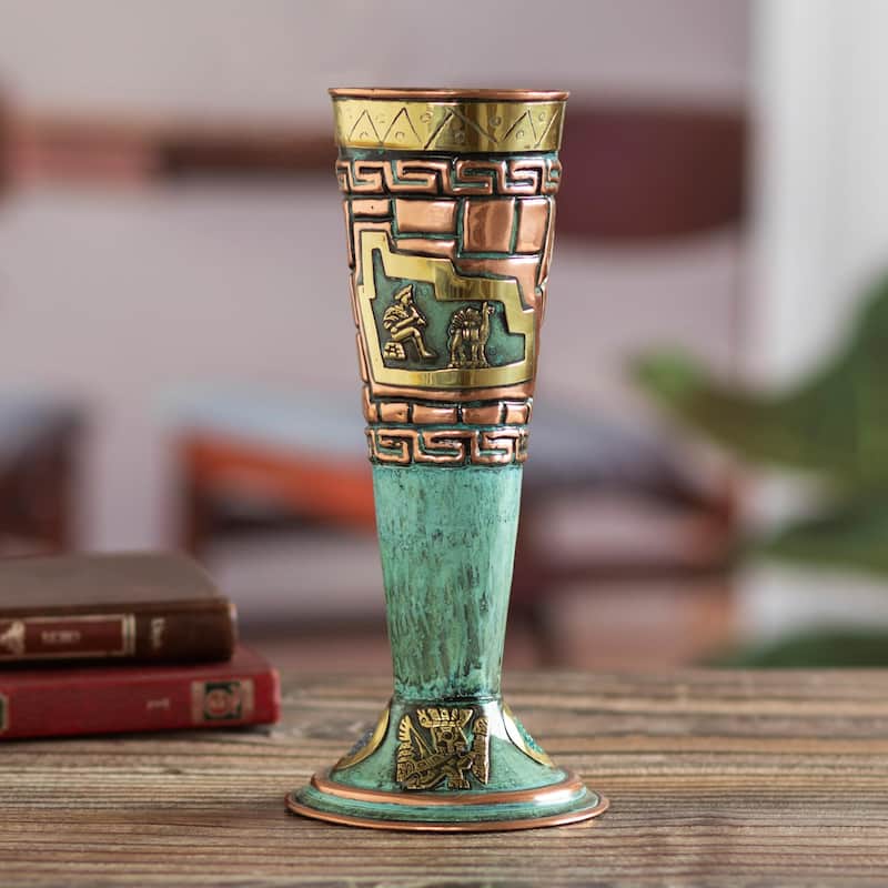Novica Handmade Andean Ancestors Copper, Bronze And Sodalite Decorative Cup