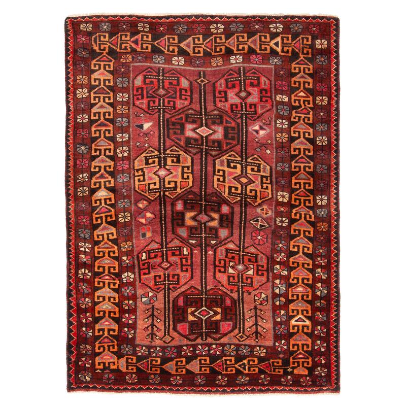 ECARPETGALLERY Hand-knotted Melis Vintage Burgundy Wool Rug - 4'7 x 6'5