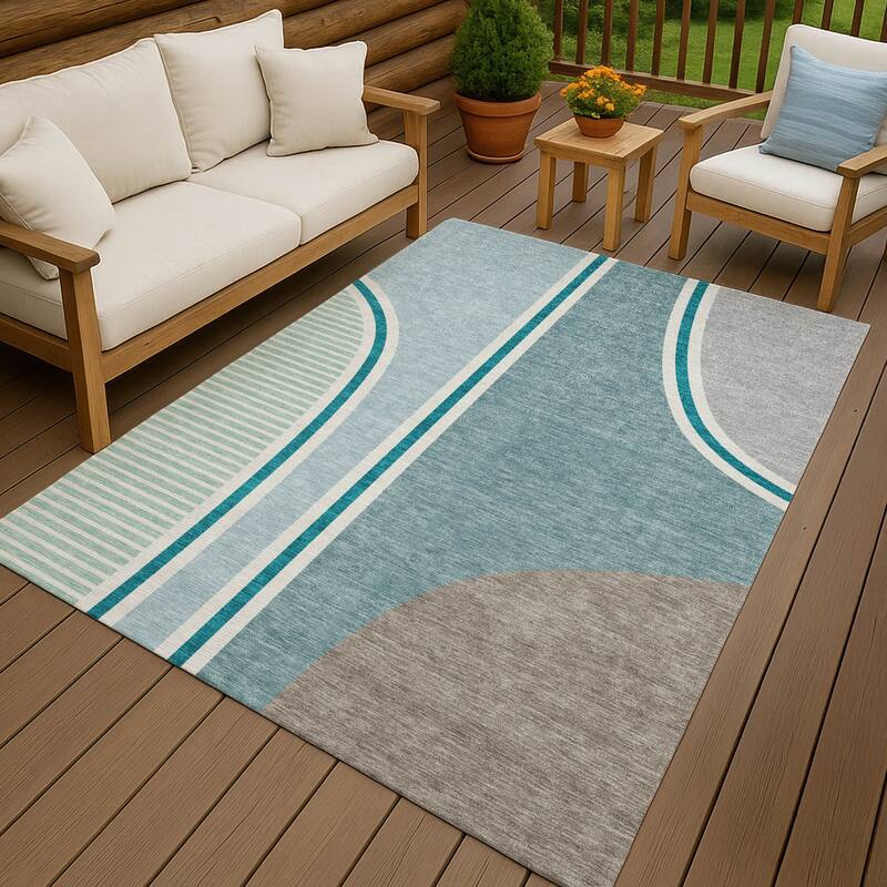 Machine Washable Indoor/ Outdoor Contemporary Keely Chantille Rug