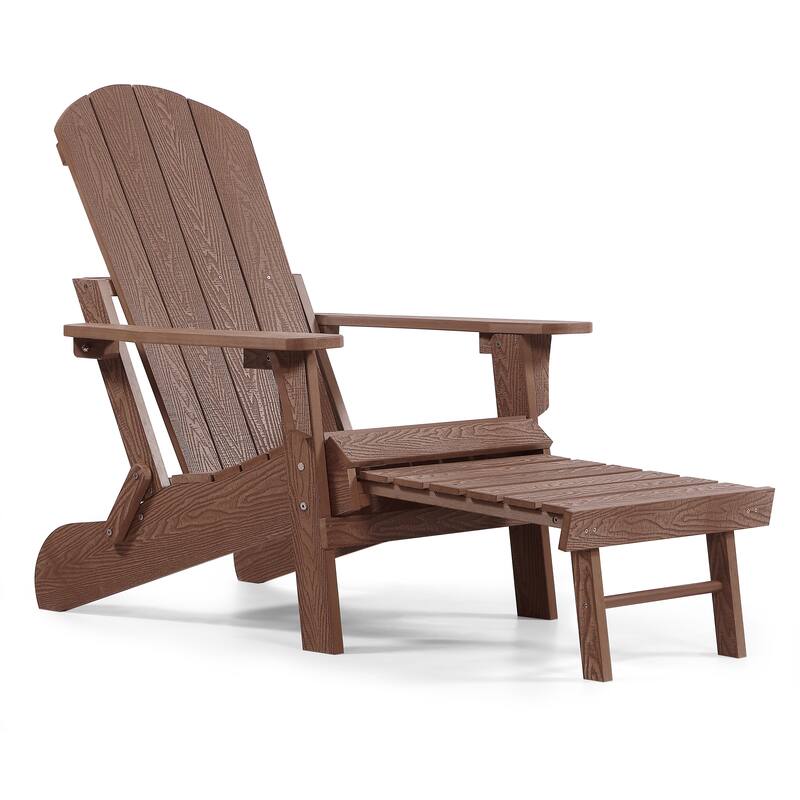 Seaton Folding Poly Adirondack Chair with Pull-out Ottoman, Set of 2