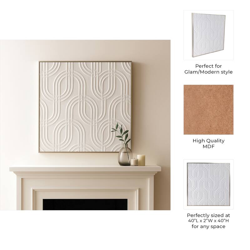 Decorative Geometric Canvas Wall Decor - 40", Black & Cream