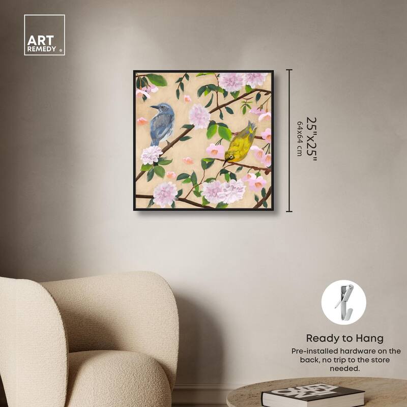 Birds Cuddle Canvas by Art Remedy