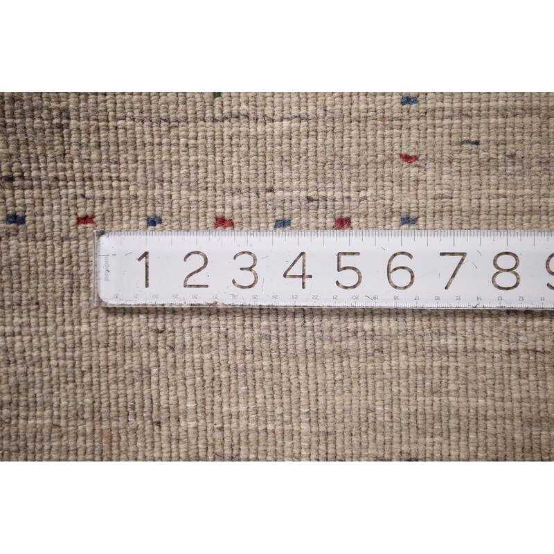 Tribal Gabbeh Indian Rug Hand-Knotted Oriental Beige Wool Carpet - 7'11"x 9'9"