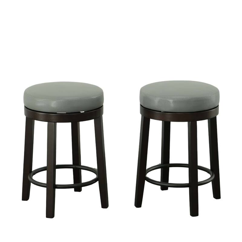 Counter Stools with Swivel Seat - 24" - Gray and Espresso Brown - Set of 2