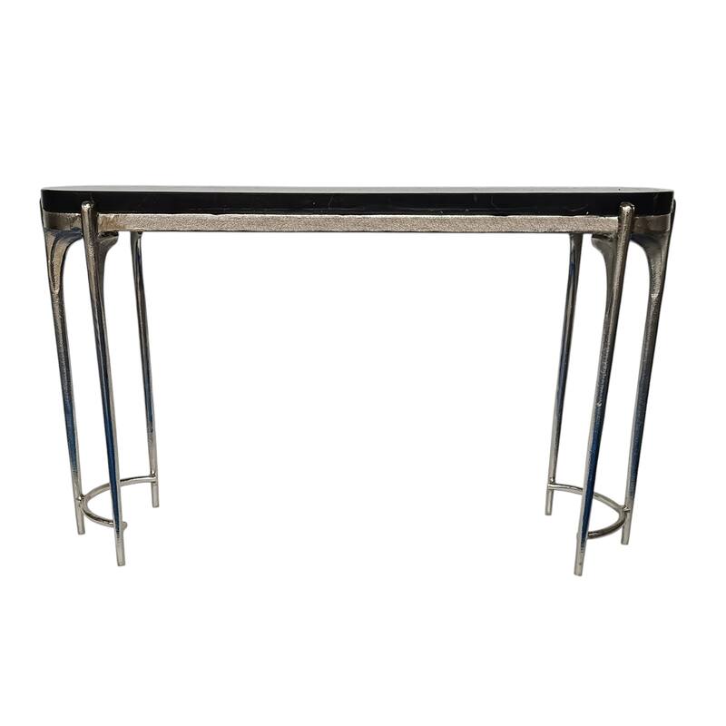 Contemporary Quartz Top Console Table - Narrow Sofa Table - 54" Black - 54.25"