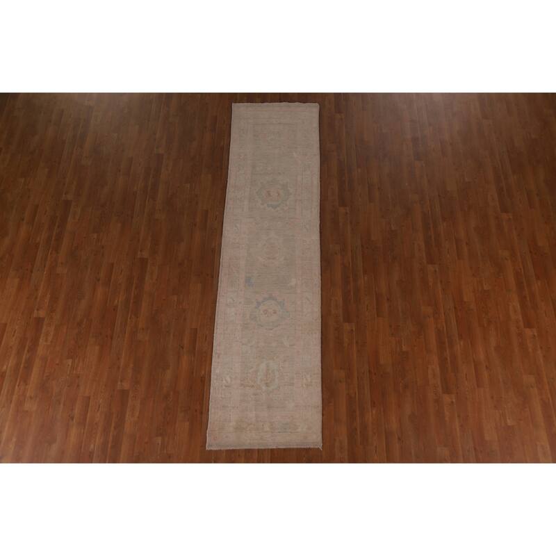 Oushak Oriental Runner Rug Hand-knotted Vegetable Dye Wool Carpet - 2'6"x 9'8"