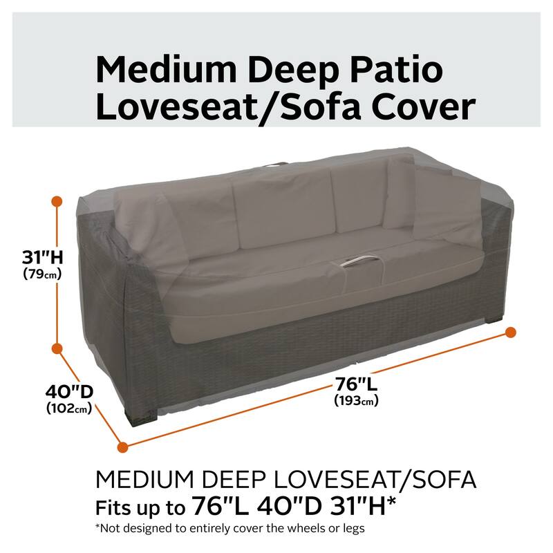 Classic Accessories Ravenna Water-Resistant 76 Inch Deep Seated Patio Loveseat Cover