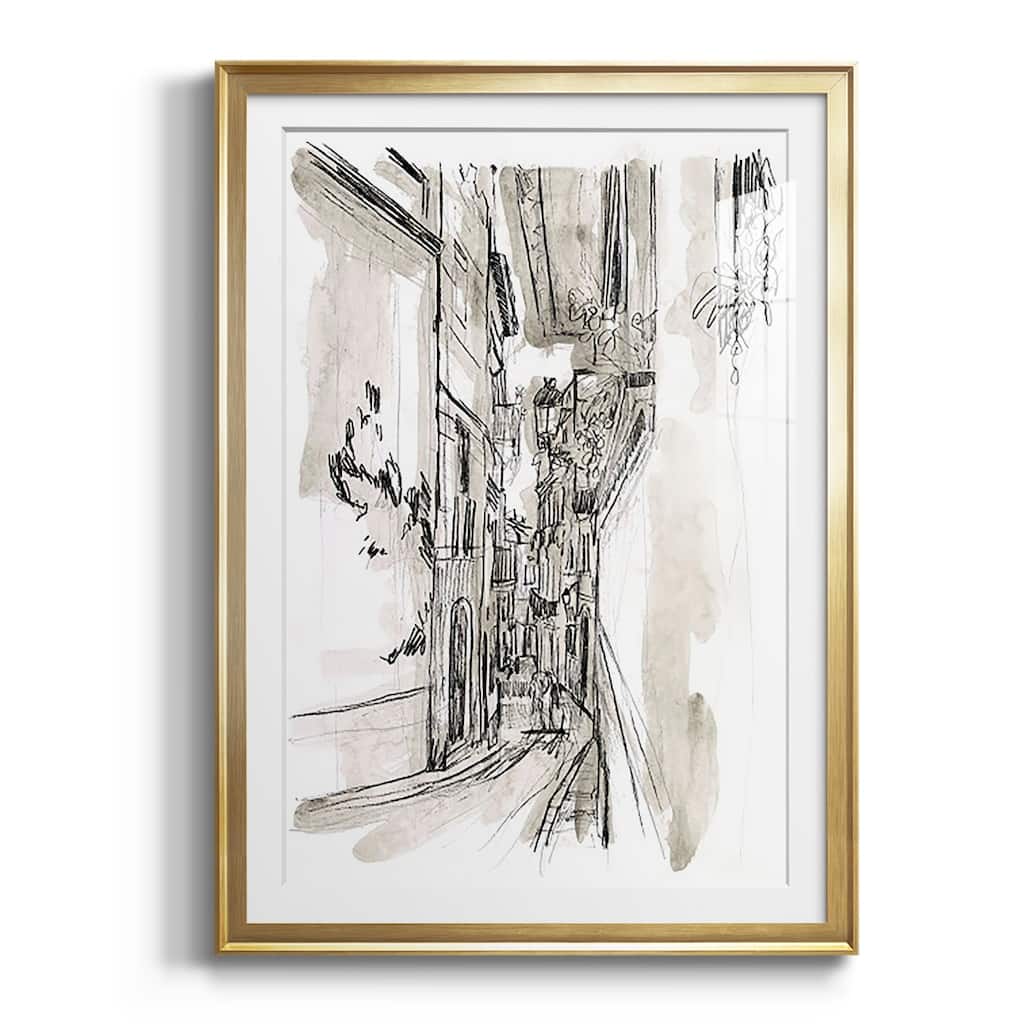 Europe Street Sketches I Premium Framed Print - Ready to Hang