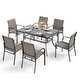 preview thumbnail 19 of 32, MAISON ARTS 7-Piece Patio Dining Set Metal Rectangle Table and 6 Textilene Chairs