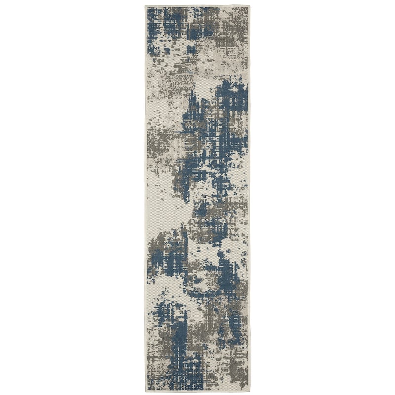 Vista Home Talcot Contemporary Abstract Beige/Cream Indoor-Outdoor Area Rug - 1'10" X 7'3"
