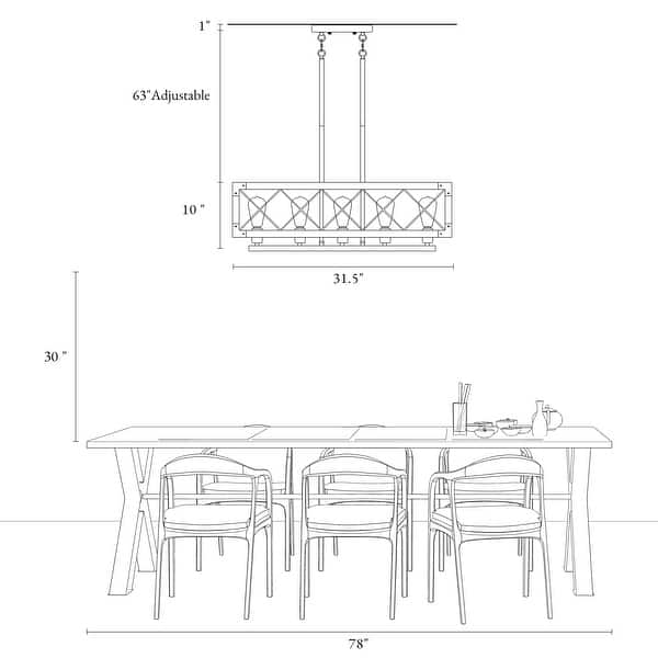 dimension image slide 0 of 3, LALUZ Farmhouse 5-Light Rectangle Wood Chandelier Rustic Island Lights for Dining Kitchen Island