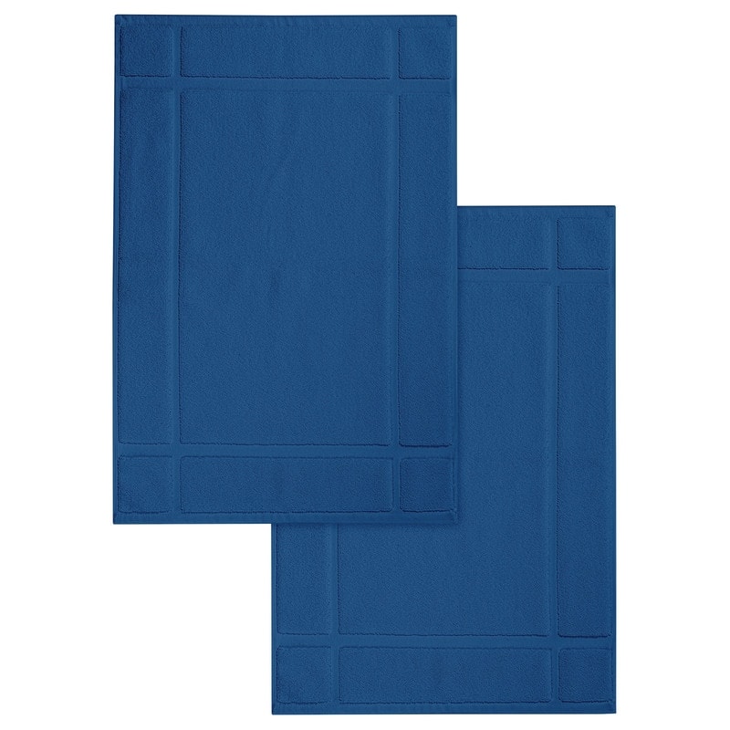 Luxurious Cotton 1350 GSM Bath Mats by Ample Decor- Pack of 2 - 34" X 20" - Navy