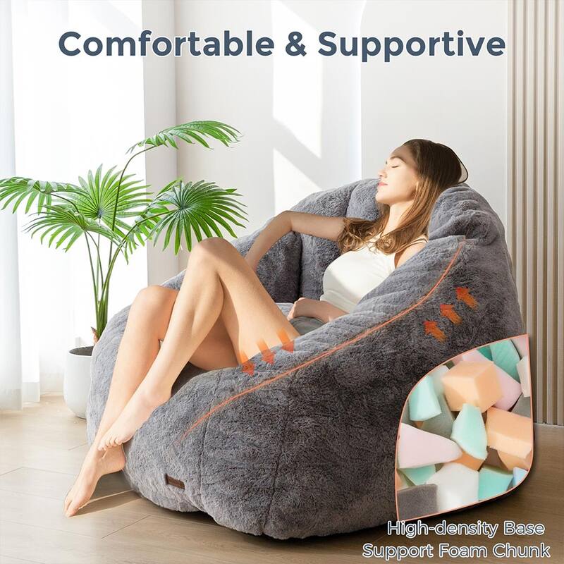 Giant Bean Bag Chair,Shell-Shaped Oversized Bean Bag Chair with Fille