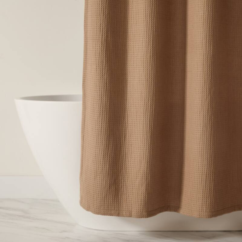 Becky Cameron Cotton Blend Waffle Shower Curtain - 72" x 72" - Mocha