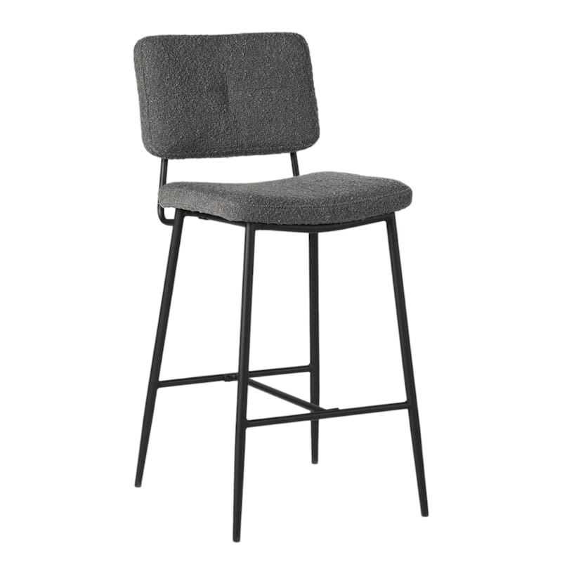 Set of 2 Modern 27” Seat Bar Height Stools with Low Backrest and Faux Leather Seat for Kitchen or Dining Room