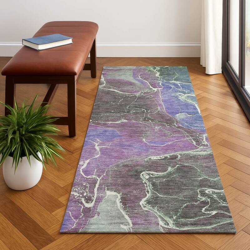 Premium Washable Super Soft Abstract Mayfield Rug - Purple - 2'3" x 7'6"