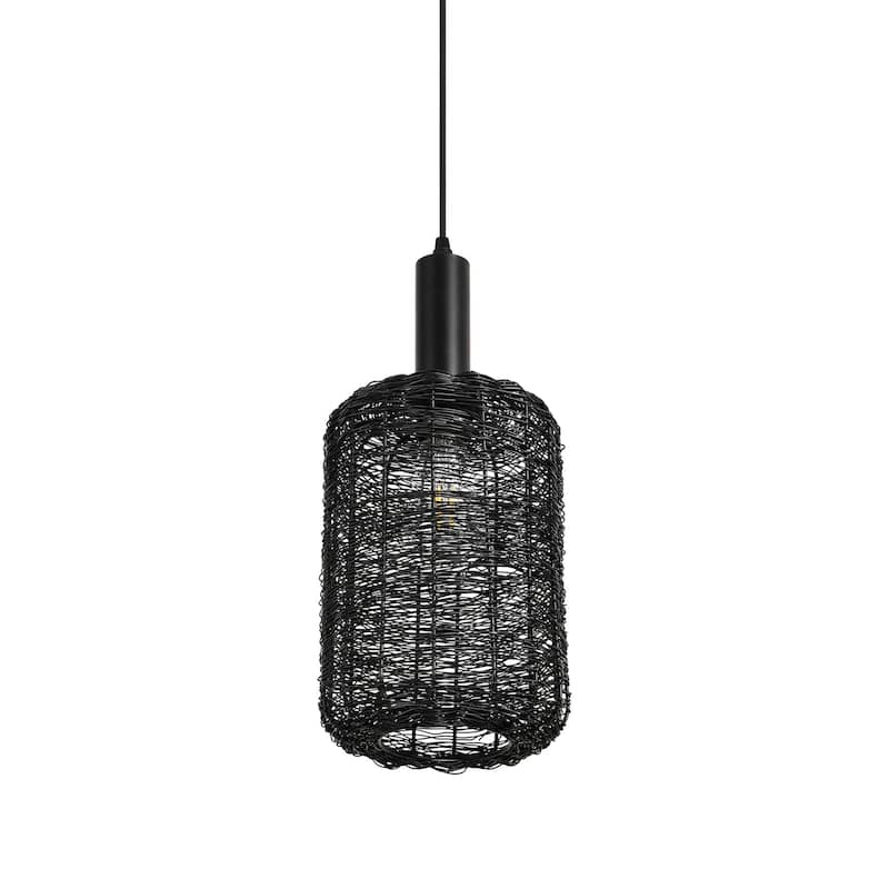 1-light Industrial Single Pendant - Matte Black