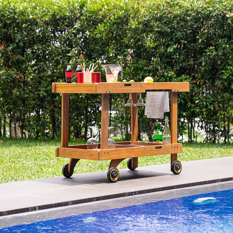 Cambridge Casual Mozaic Teak Wood Outdoor Bar Cart