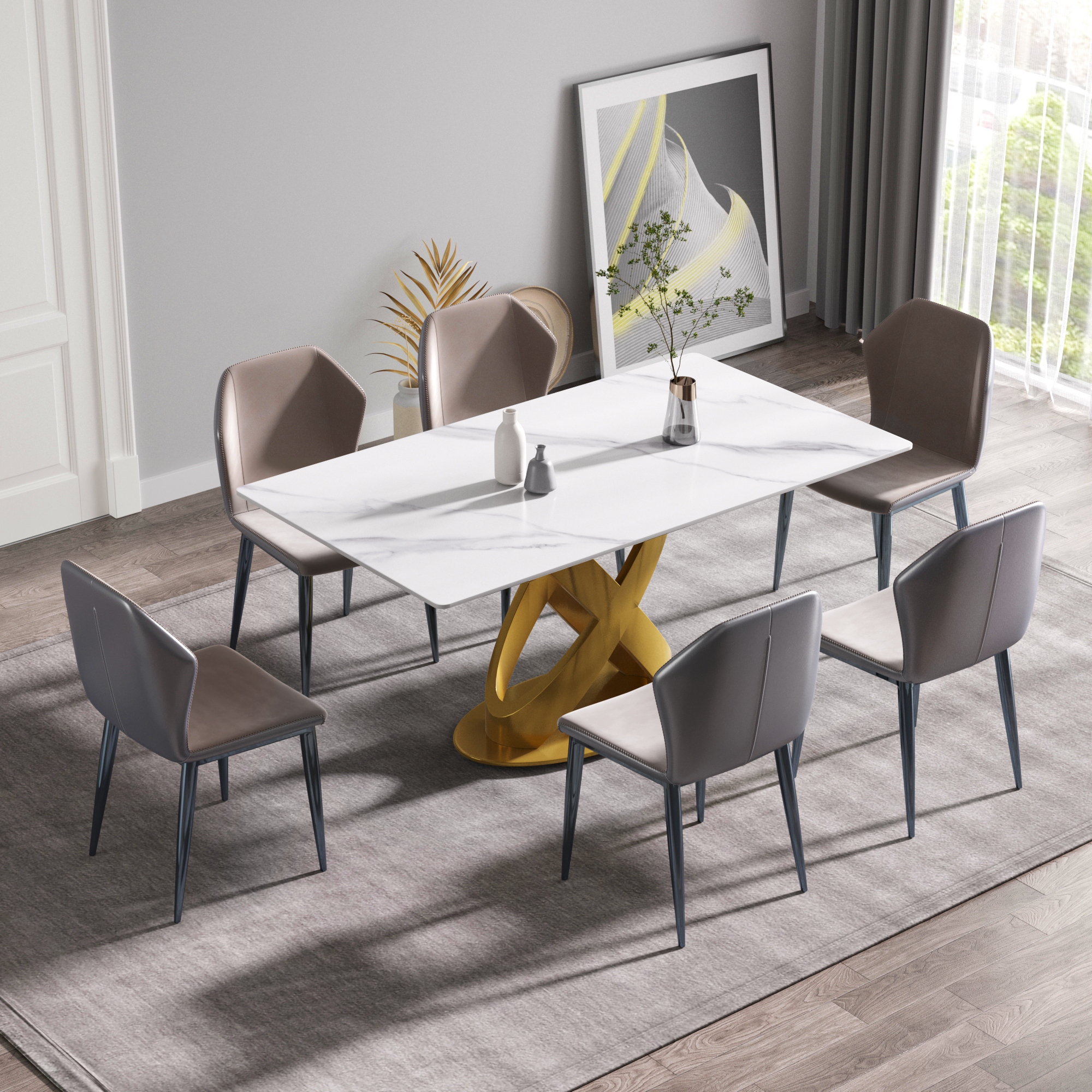 White stone top dining sale table