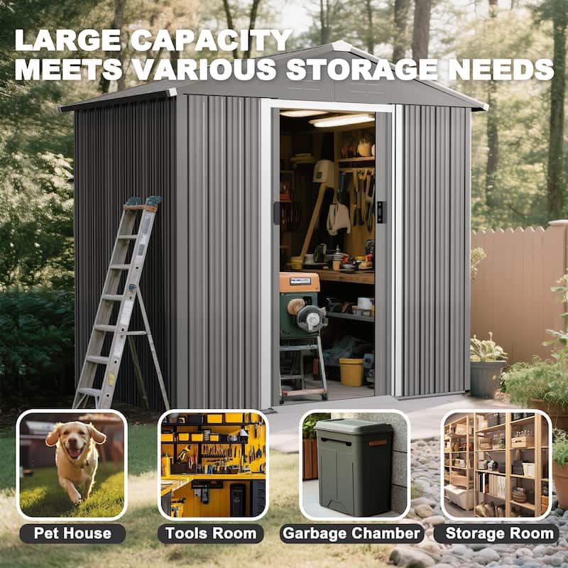 Metal Outdoor Garden Shed Storage Tool Shed with Sliding Doors