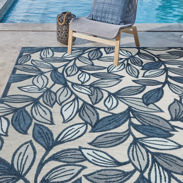 Gertmenian Fosel Sanremo Blue Floral Indoor/ Outdoor Area Rug - Bed ...
