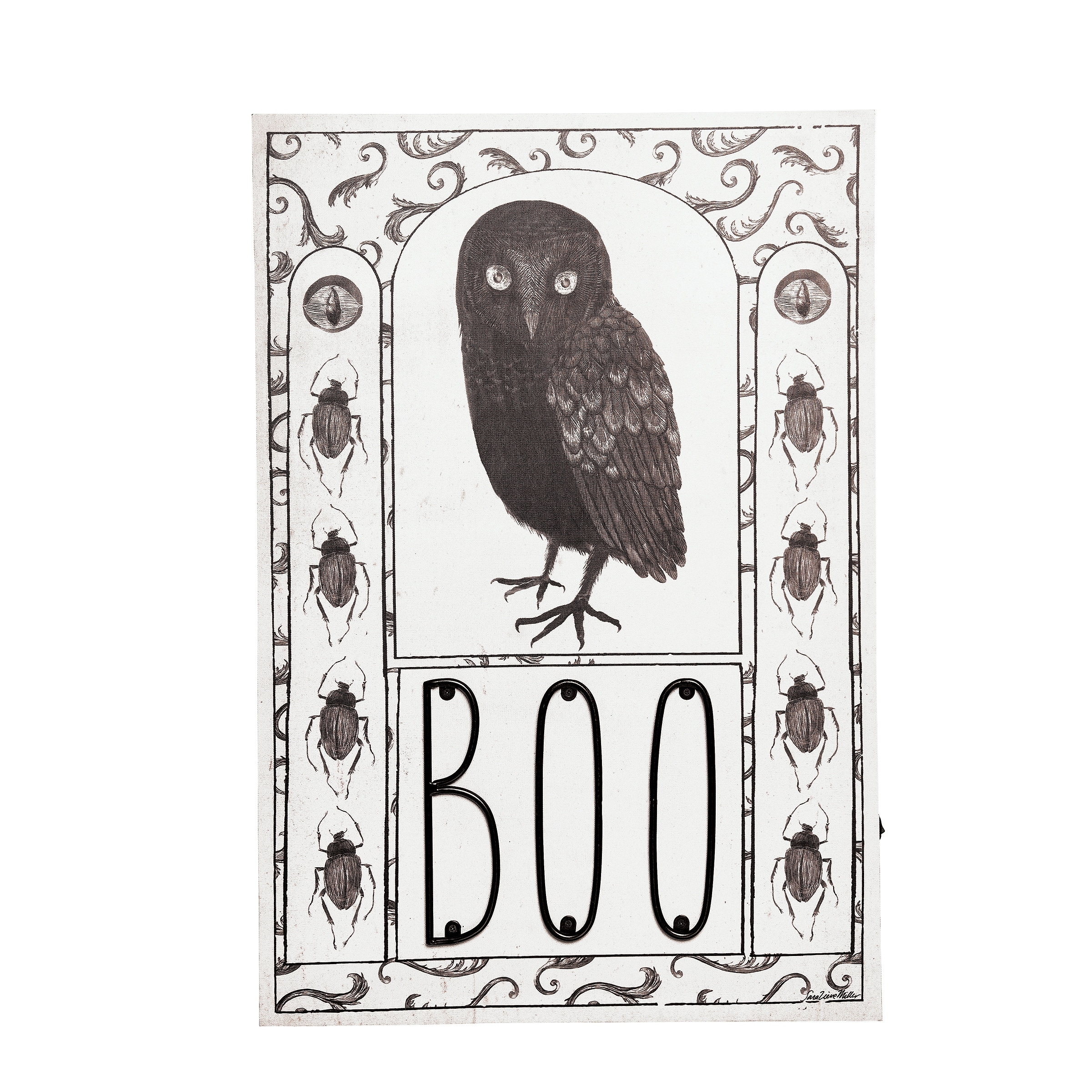 Boo Owl Halloween Light-Up LED Wall Art Decor Decoration - White