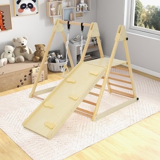 5-in-1 Indoor Jungle Gym Foldable Climber Playset with Fun Slide and Adjustable Swing - 48” x 44” x 45” (L x W x H)