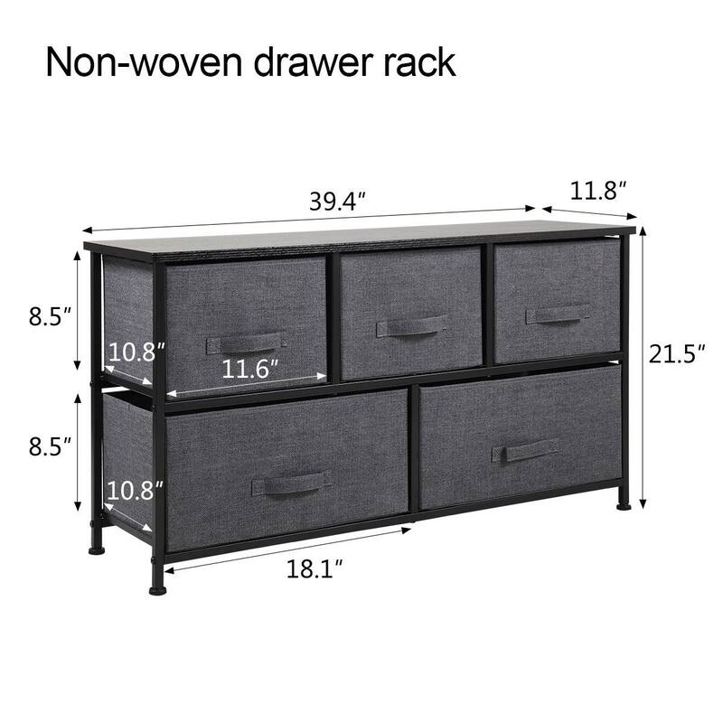 39.4 in. W x 21.5 in. H Pull-Out Non-Woven 5-Drawer Storage