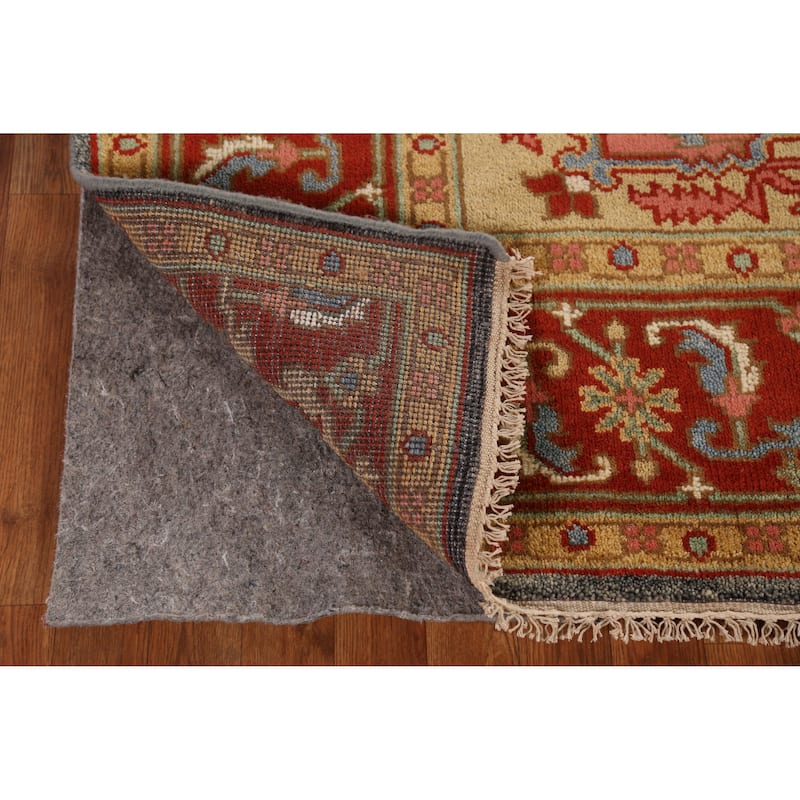 Heriz Serapi Indian Area Rug Handmade Orange Wool Carpet - 8'11" x 11'9"