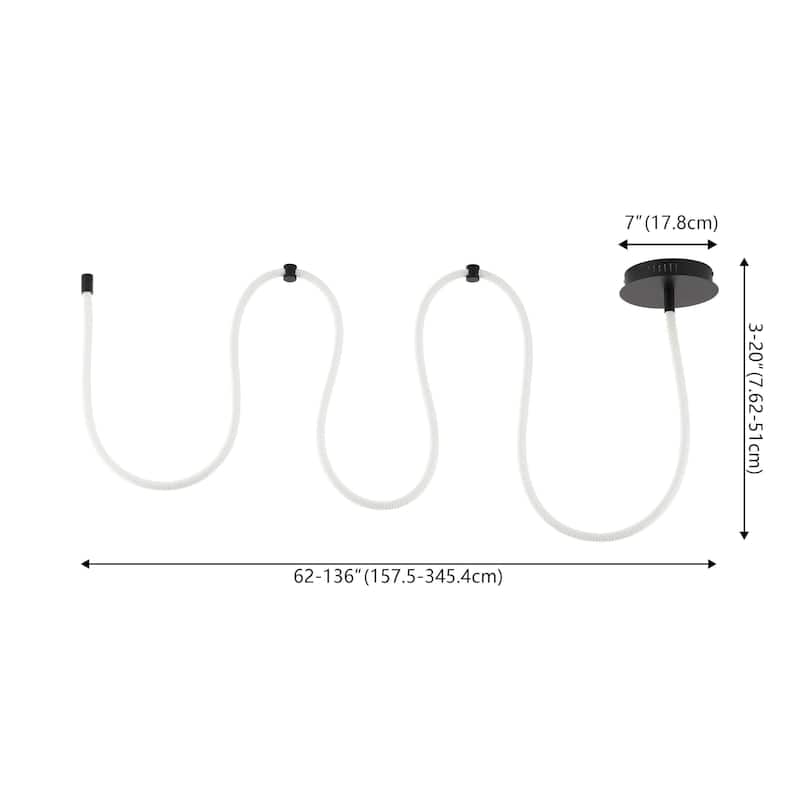 Adjustable Silicone Neon Rope LED Flush Mount, Dimmable, By JONATHAN Y