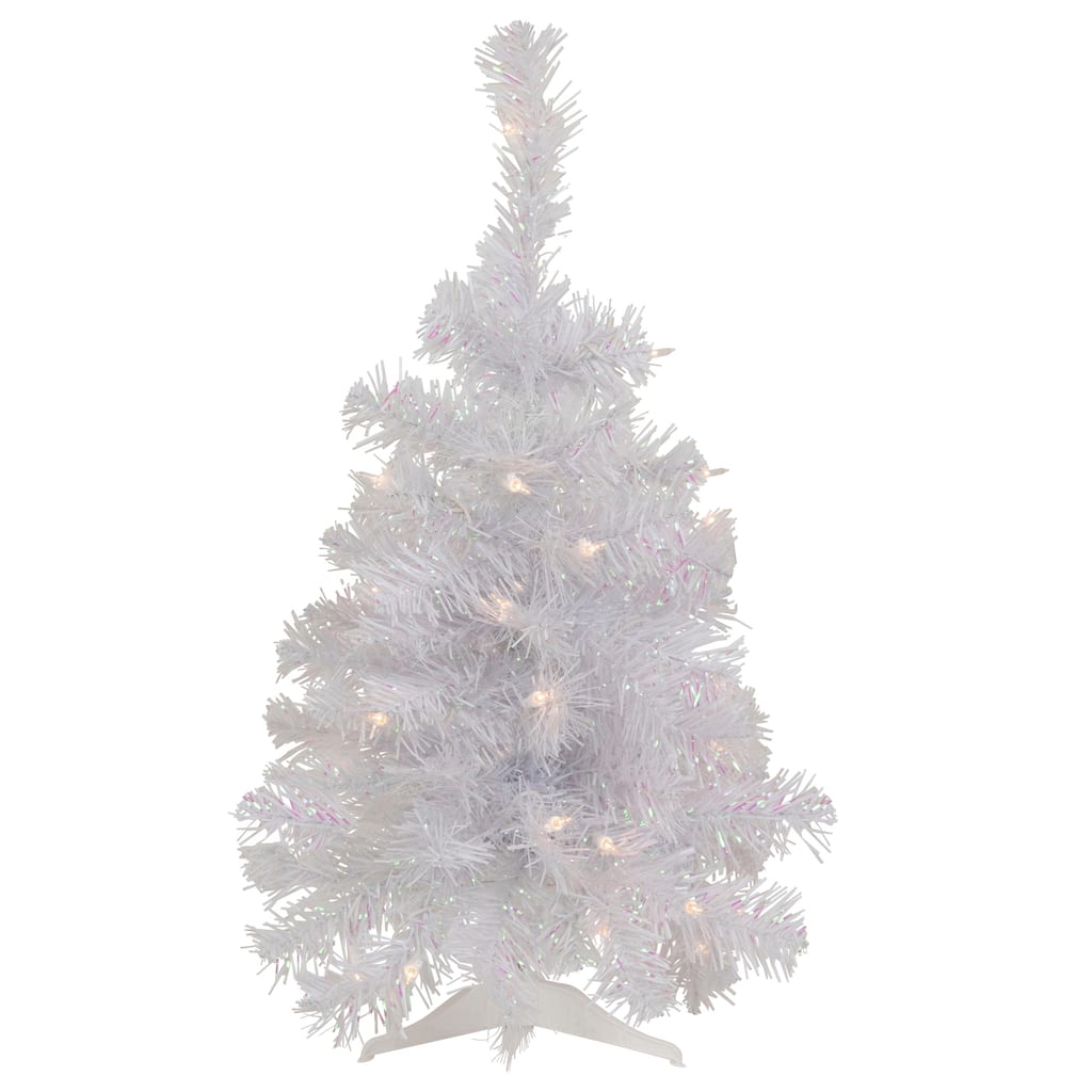 Pre-Lit Medium Rockport White Pine Artificial Christmas Tree - 2' - Clear Lights - 2 Foot