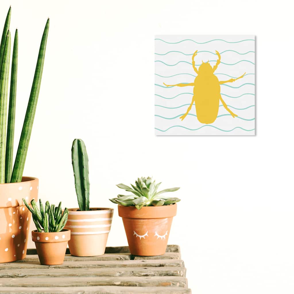 Wynwood Studio Canvas Animals Colorful Beetle II Yellow and Mustard Modern & Contemporary Wall Art Canvas Print