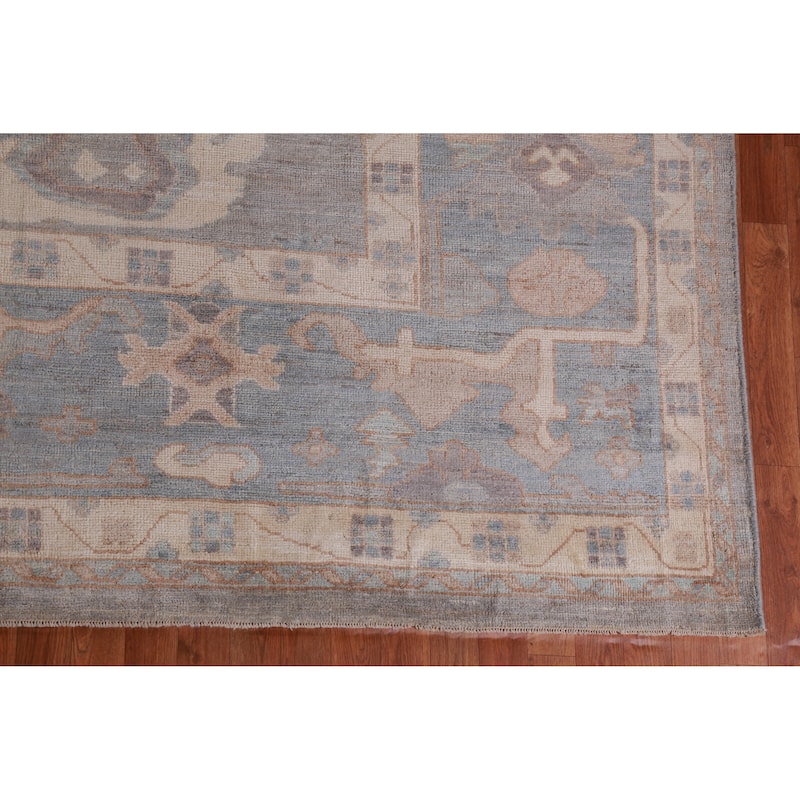 Hand Knotted Oriental 100% Wool Carpet Transitional All-Over Greys & Charcoal Oushak Area Rug - 14' 5'' X 12' 0''