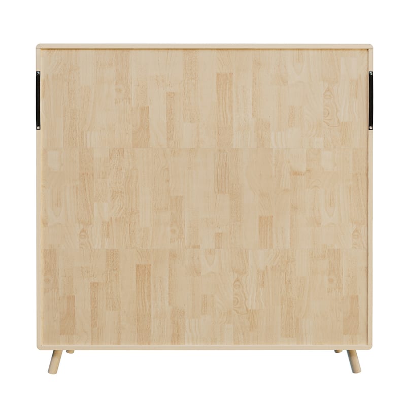 Pine Wood 8-Compartment Storage Cabinet, 44"L x44" H Fixed Shelves Organizer, Modern Wooden Bookcase, Multi-Compartment Cabinet